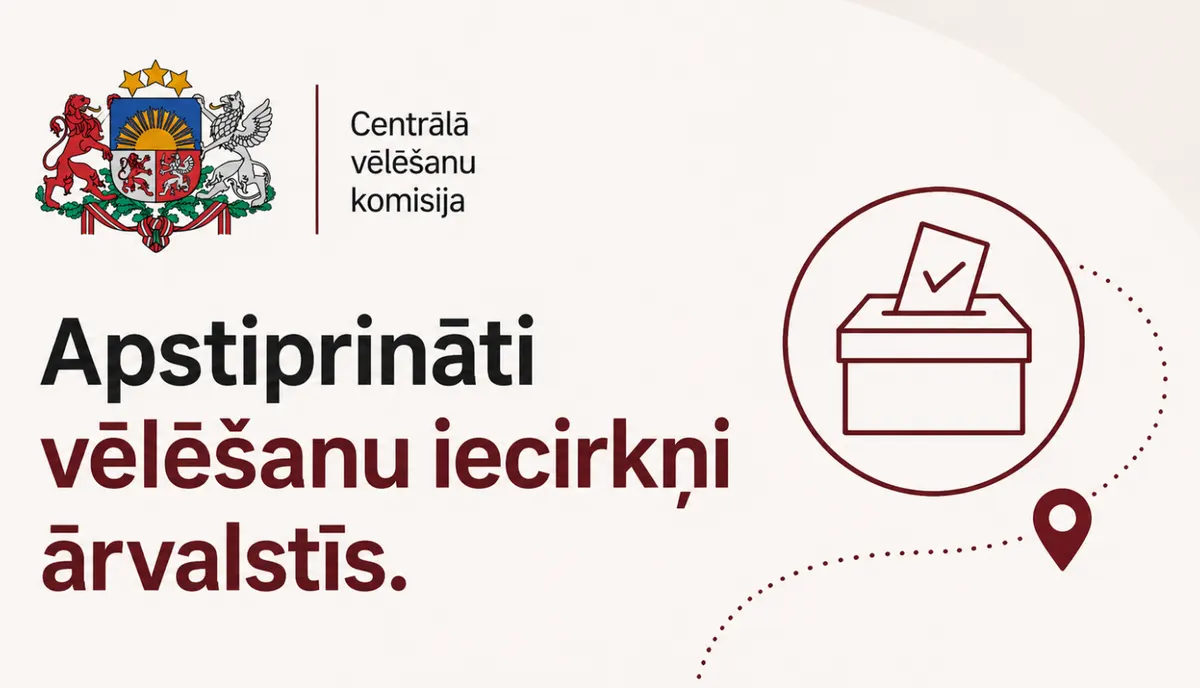 Vēlēšanu kaste ar Latvijas un Eiropas Savienības karogiem — ārvalstu iecirkņu apstiprināšana